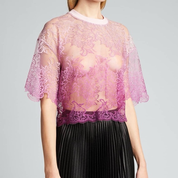 Jonathan Simkhai magenta ombré lace short tee T-shirt size XS extra small